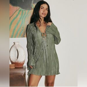 Princess Polly xx Green Long Sleeve Mini Dress Size 8